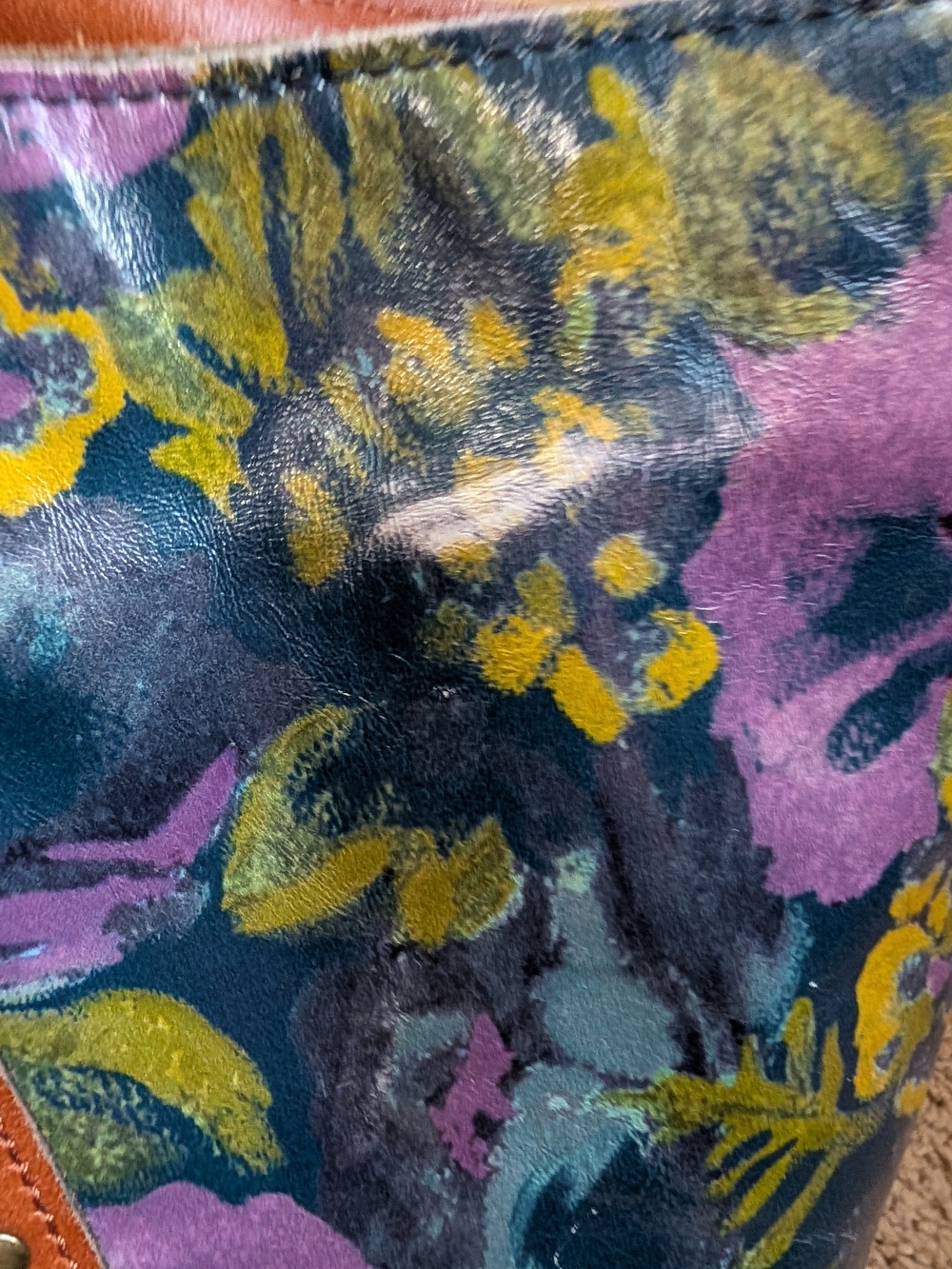 PATRICIA NASH Limited Edition Floral Tote Brown Leather Straps Luxury Brand - Picture 17 of 17